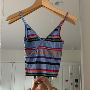 URBAN OUTFITTERS MULTI STRIPED V CUT TANK